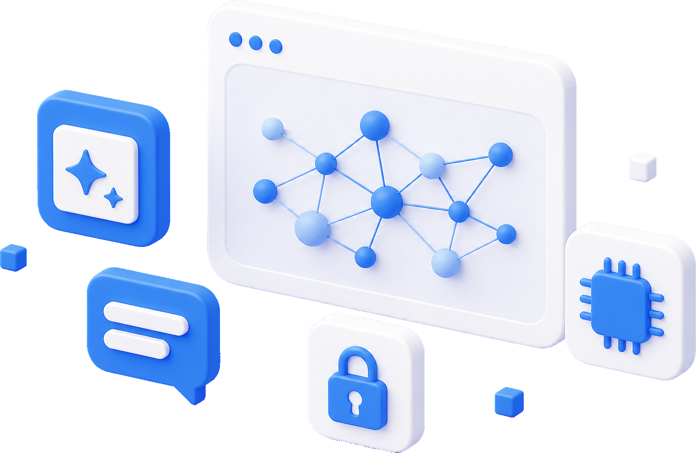 Private local AI workspace with neural nodes and sealed chat tiles