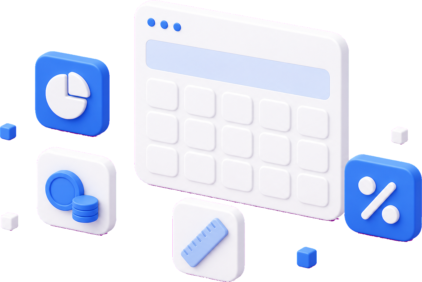 Private calculator workspace with pad, chart, and currency tool tiles