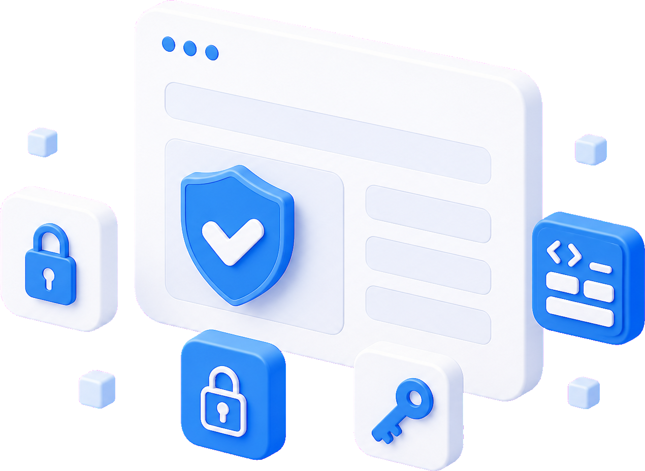 Local security toolkit with lock, keys, and sealed vault motifs